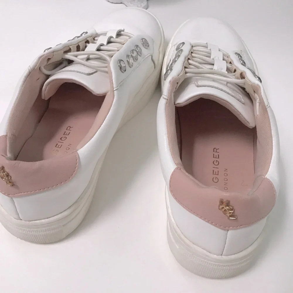 Kurt Geiger 🌈 Mini Liviah White Leather Sneakers Sz 37 - Picture 4 of 5